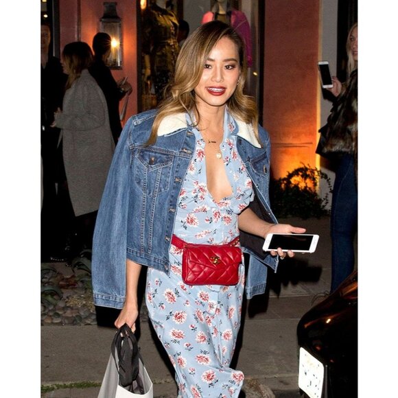 Authentic CHANEL CC Vintage Matelasse Lambskin Waist Pouch Bum Bag Leather Red - Picture 6 of 16